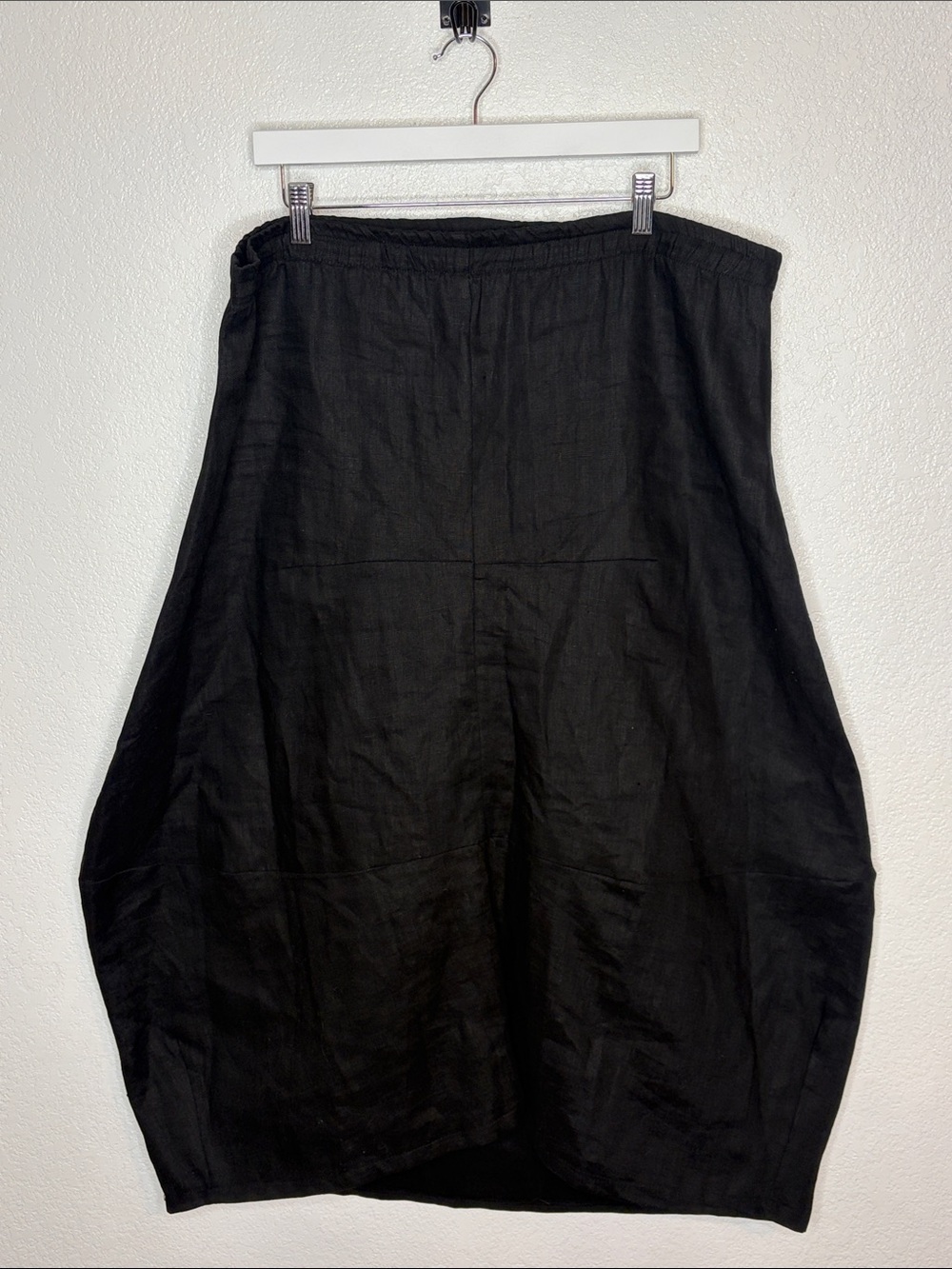 Moon Light Black Linen Balloon Bubble Midi Skirt Lagenlook Size Large (Fits Big)